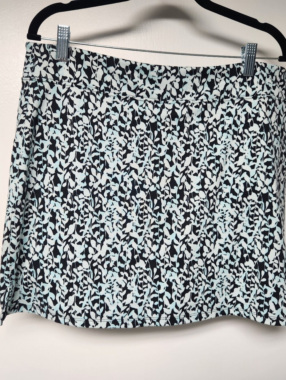 Black & Light Blue Printed A-Line Skort